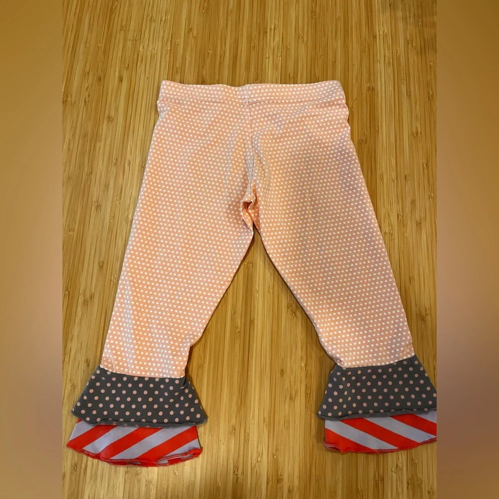 Matilda Jane Scrappy Leggings Girls Sz 6 Pants Ruffled Hem Boutique Polka Dot - Picture 2 of 6